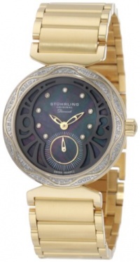 Stuhrling Original Women's 504B.123327 Vogue Soiree Elite Diamond Black Mother-Of-Pearl Dial Watch