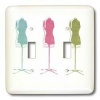 Florene Décor II - Aqua Pink n Green Dress Forms - Light Switch Covers - double toggle switch