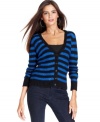 Stripes and sequins make this petite Debbie Morgan cardigan super fun!