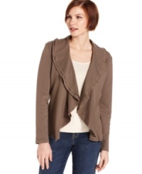 A perfect layer for the season, Style&co.'s shawl collar cardigan features a double tier and a cascading open front.