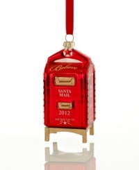 With a shiny red finish and gold trim, the Yes, Virginia mailbox ornament will inspire kids of all ages to send Santa their letters and believe in the magic of Christmas.