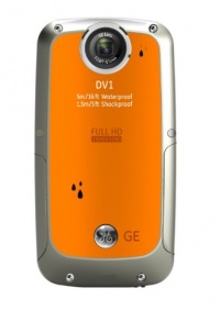 GE DV1-CO Waterproof/Shockproof 1080p Pocket Video Camera (Citrus Orange)