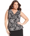 Complete your career looks with Charter Club's sleeveless plus size top, finished by a draped neckline.