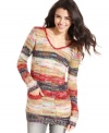 Ward-off brisk temps in a sweater from Ultra Flirt that boasts cool multicolor stripes and long, tunic style! Looks awesome with leggings or jeans.