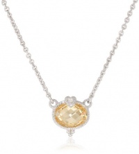 Judith Ripka La Petite Oval Stone with Heart Yellow Pendant Necklace