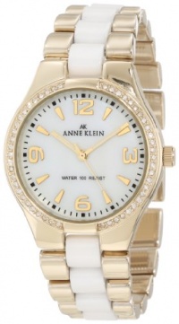 Anne Klein Women's 109118WTGB Swarovski Crystal Accented Gold-Tone Ceramic Dress Watch