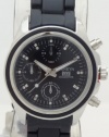 Geneva Quartz Chronograph Look Boyfriend Black Metal Band with Rhinestones