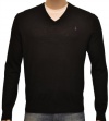 Polo Ralph Lauren Men's V-Neck Merino Wool Sweater-Black-2XL