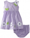 Blueberi Boulevard Baby-girls Newborn Checkered Flower Sundress, Lilac, 6-9 Months