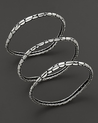 Slender, pebbled sterling bangles are just perfect for stacking--or wear one for a striking statement.