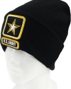 U.S. Army Black Winter Knit Skull Cap with Army Star Premium Quality, Medium Weight, United States Army Skully, Military Headwear, Cold Weather Gear, Knitted Material with Embroidered Stitching for Logo