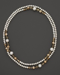 A shimmering mix of mother-of-pearl, rutilated quartz and cultured freshwater pearls.