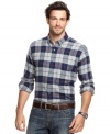 Throw on this long-sleeve John Ashford flannel shirt with a pair of jeans and add a rugged look to your style.