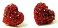 Cute Sparkling 1/2 Red Crystal Pave Heart Stud Earrings