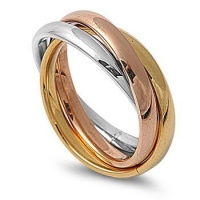 High Polished Stainless Steel Triple Multi Color Band Ring Size 6-11; Comes with Free Gift Box