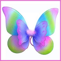 Double Layered Rainbow Fairy Princess Butterfly Costume Dress-up Wings w/ Pink, Purple, Blue & Green Best Rainbow Fairy Wings