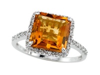 Genuine Citrine Ring by Effy Collection® in 14 kt White Gold Size 6.5