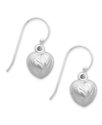 A pair of earrings you're sure to love. Giani Bernini's puffed heart drop earrings are set in sterling silver for a look that proves to be quite appealing. Approximate drop: 3/4 inch.