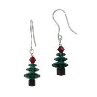 Sterling Silver Colored Swarovski Crystallized Elements Christmas Tree French Wire Earrings