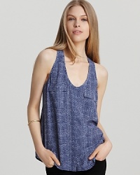 A Joie tank with a texture-inspired print updates your new-season wardrobe, replacing the casual tee with a luxe option that teams with skinny jeans and denim cut-offs for easy chic.