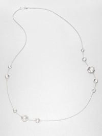 From the Rock Candy Collection. Small-to-large faceted stones of radiant clear quartz are intermittently dotted along a delicate sterling silver chain in this simple yet shimmering design.Clear quartzSterling silverLength, about 36Lobster claspImported