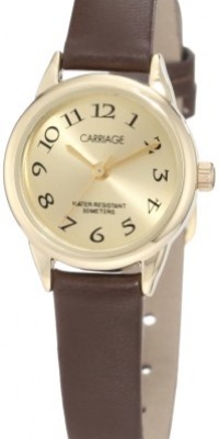 Carriage Women's C3C601 Gold-Tone Case Brown Strap Watch