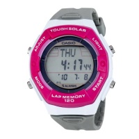 Casio Women's LWS200H-4ACF Solar Runners 120-Lap Grey and Pink Digital Sport Watch