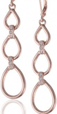 T Tahari Essentials Triple Link with Crystal Rose Gold Drop Earrings