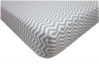 American Baby Company 100% Cotton Percale Fitted Portable/Mini Crib Sheet, Zigzag Grey