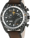 Timex Men's T2P102DH Intelligent Quartz Aviator Fly-Back Chronograph Black Dial, Brown Leather Strap Watch