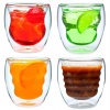 Curva Artisan Series Double Wall Beverage Glasses and Tumblers - Unique 8 oz Thermo Insulated Drinking Glasses, Set of 4