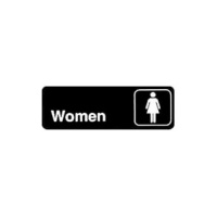 Winco Black Women Information Sign with Symbol 3 x 9 inch