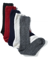 Classic chevron and soft cashmere make up these must-have socks from Charter Club, featuring a subtle scallop trim at the top.