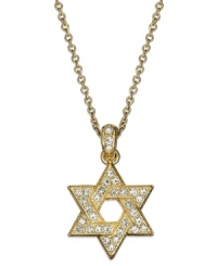 Let your faith shine. Eliot Danori's golden Star of David pendant sparkles with crystal accents. Crafted in 18k gold plated mixed metal. Approximate length: 16 inches + 2-inch extender. Approximate drop: 1/2 inch.