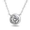 Bling Jewelry Sterling Silver 2ct 8mm Bezel Set Round CZ Solitaire Necklace