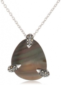 Judith Jack Kauai Sterling Silver, Marcasite and Black Mother of Pearl Pendant Necklace, 18