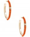 GUESS Gold-Tone Hoop Earrings with Coral-Color