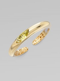 EXCLUSIVELY AT SAKS. A rounded, slim piece with an oval center stone. 18k gold Lemon quartz Slip-on style Length, about 7 Made in Italy 