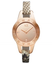 The sultry mix of python and rose-gold creates a fierce timepiece from AX Armani Exchange.