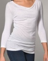 Michael Stars 3/4 Sleeve Scoop Neck Semi FittedTop, White (One Size)