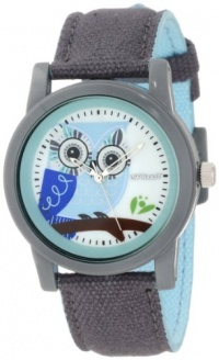 Sprout Women's ST/5512MPGY Grey Organic Cotton Strap Blue Owl Dial  Watch