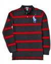 Polo Ralph Lauren Boys Striped Big Pony Mesh Polo, Red, XL(18/20)