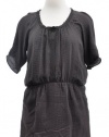 Rebecca Taylor Grey Silk Later Gator 2 Pocket Tunic Dress 12