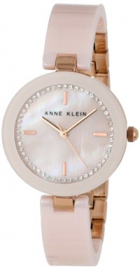 Anne Klein Women's AK/1314RGLP Ceramic Swarovski Crystal Accented Pink Bangle Watch