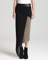 Rock 'n' roll style with sophisticated edge? It arrives with this Helmut Lang skirt decorated with a leather waistband and asymmetric draping-a true representation of your inner edge.