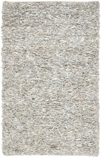 Safavieh Leather Shag Collection Metro Handmade Leather Area Rug,Grey and White