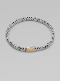 From the Bedeg Collection. A braided sterling silver chain with a beautifully radiant 18k gold station closure. 18k goldSterling silverLength, about 7¼Push clasp closureImported 