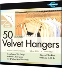 Closet Complete Ultra Thin No Slip Velvet Hangers for Shirts and Dresses, Camel, Set of 50