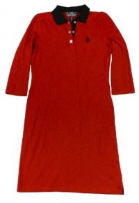 Lauren Active Golf Women's Three-Quarter Sleeve Pique Polo Dress (Red) (Medium)