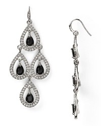 Work pared down elegance into your look with these Carolee earrings. They feature a cascade of jet stone drops, which come set in striking silver plate.